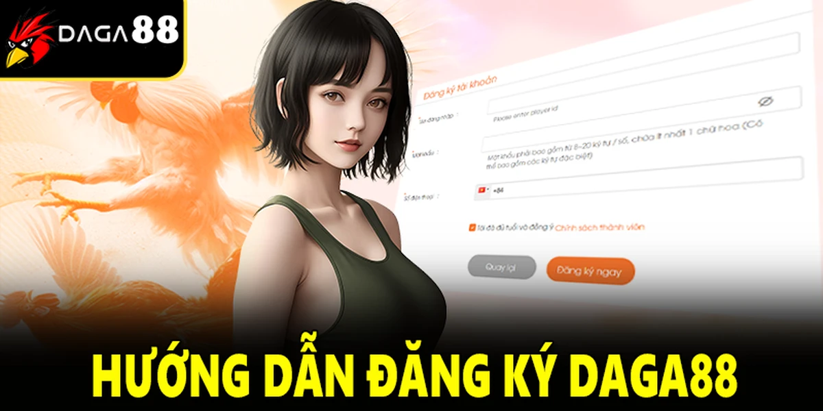 Giao diện đăng ký thành viên tại Daga88, đơn giản và trực quan